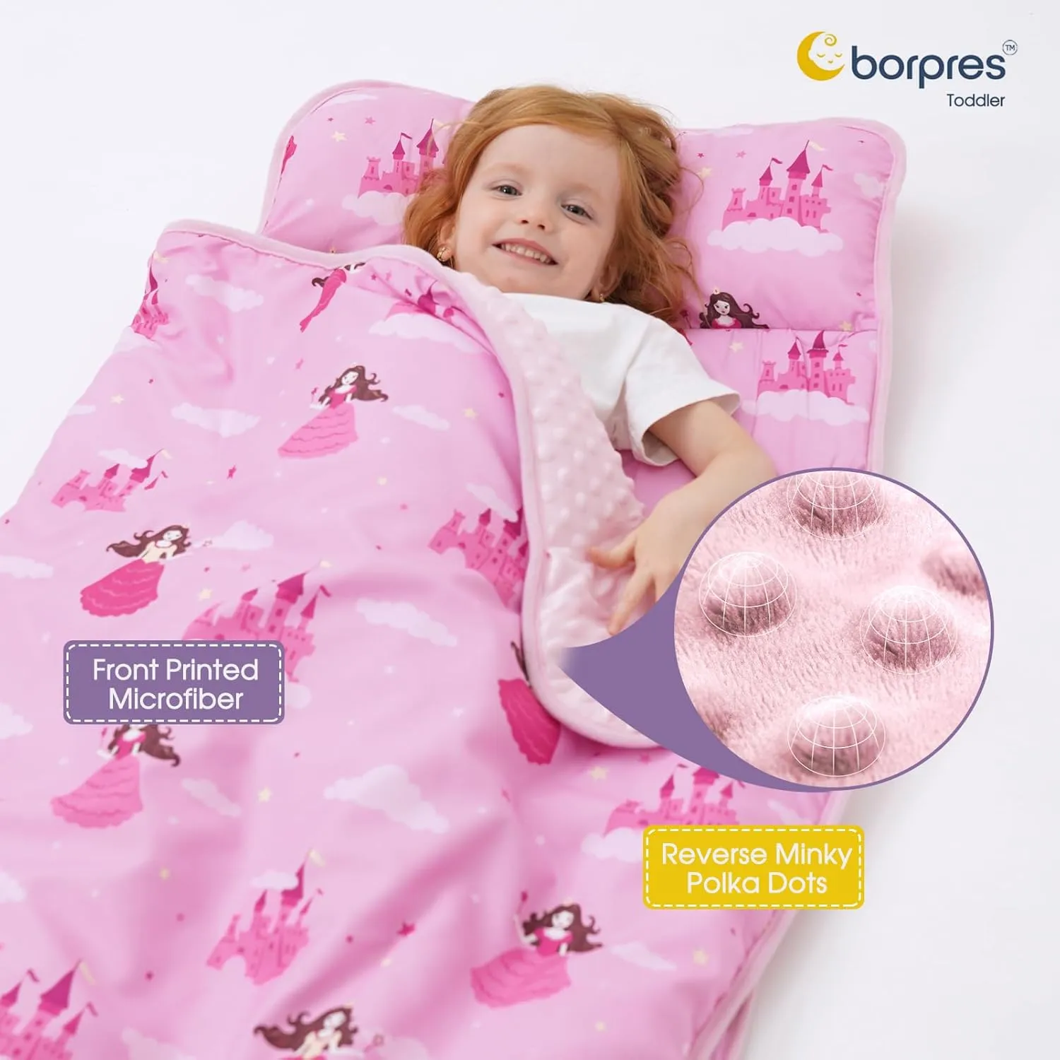Nap Mat with Pillow Blanket Set: Sleeping Mats for Toddler Kids - Thick Large Roll up Slumber Bag for Daycare Preschool Kindergarten Boys Girls