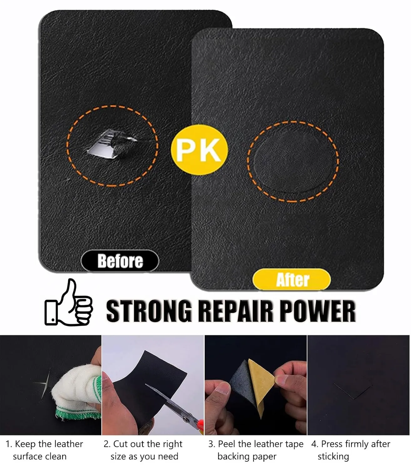 Napa Texture Leather Repair Patch, Easy to Use and Quick Fix Leather Rip Repair Kit for Car Seat Sofa Boat Seat Chair Handbag(Dark Blue)