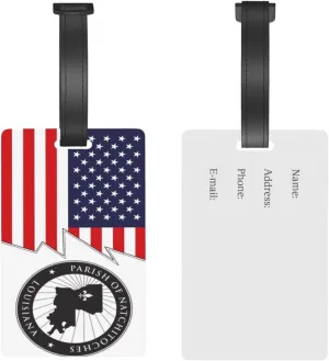 Natchitoches Parish La Seal and America Luggage Tags for Suitcases Travel Tags ID Labels for Women Men Travel Bag Luggage Accessories