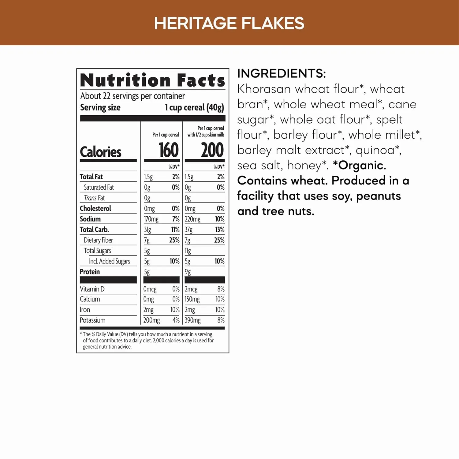 Nature's Path Organic Heritage Flakes® Cereal, 32 oz (Pack of 6), Non-GMO, Earth Friendly Packaging