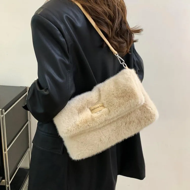 New Plush Shoulder Body Bag Shoulder Armpit Tote Y2K Purse Hobo Bag Womens Purses Crossbody