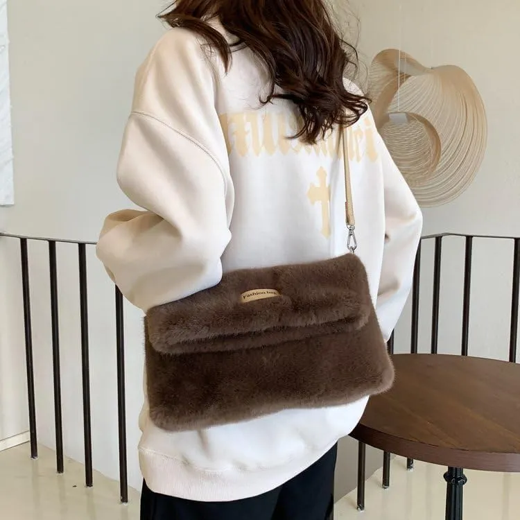 New Plush Shoulder Body Bag Shoulder Armpit Tote Y2K Purse Hobo Bag Womens Purses Crossbody