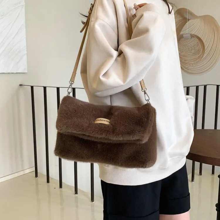 New Plush Shoulder Body Bag Shoulder Armpit Tote Y2K Purse Hobo Bag Womens Purses Crossbody