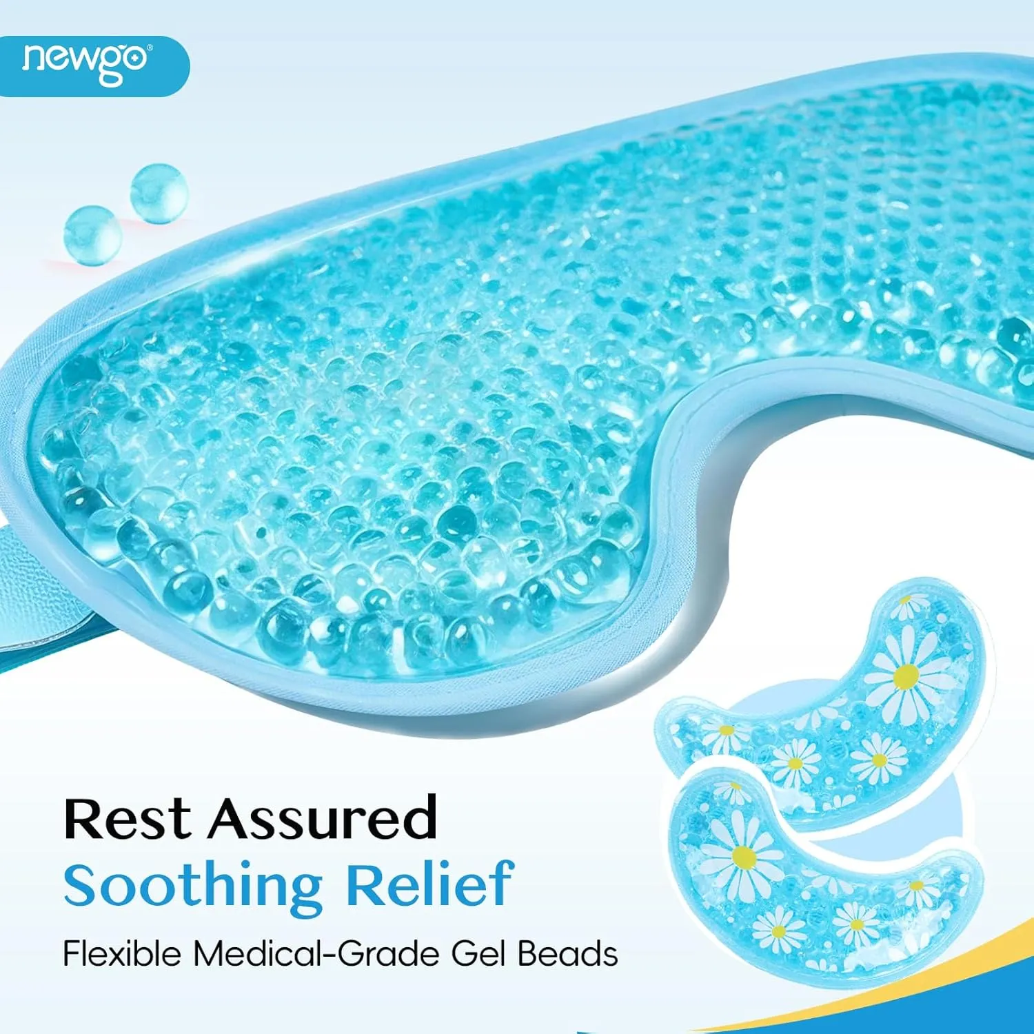 NEWGO Cooling Eye Mask Gel Under Eye Pads Set for Dark Circles, Under Eye Bags, Puffy Eyes, Migraines, Dry Eyes, Post-Surgery, Gifts for Women
