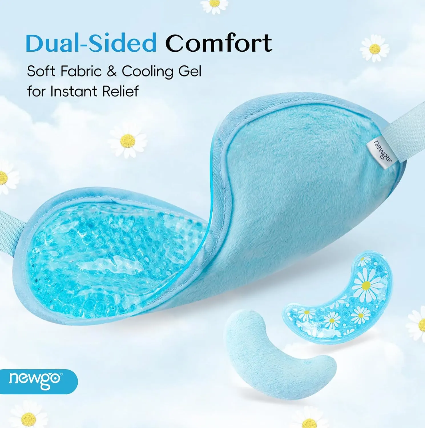NEWGO Cooling Eye Mask Gel Under Eye Pads Set for Dark Circles, Under Eye Bags, Puffy Eyes, Migraines, Dry Eyes, Post-Surgery, Gifts for Women