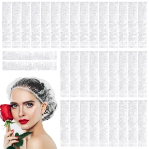 NICEMOVIC 1000PCS Disposable Shower Caps Bulk, Waterproof Thick Plastic Clear Shower Hair Cap For Women Men, Elastic Hair Processing Caps for Treatment, Spa, Hair Solon, Travel, Hotel and Home Use