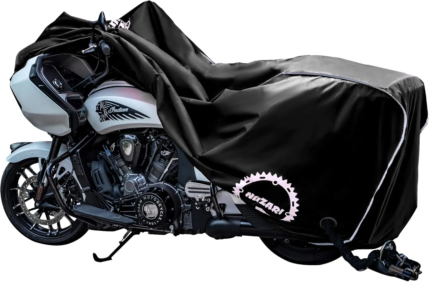 Nuzari Heavy Duty Motorcycle Cover - Motorcycle Covers Waterproof Outdoor Storage - Motorcycle Cover Waterproof Outdoor - Dirt Bike Covers (Black, XX-Large)