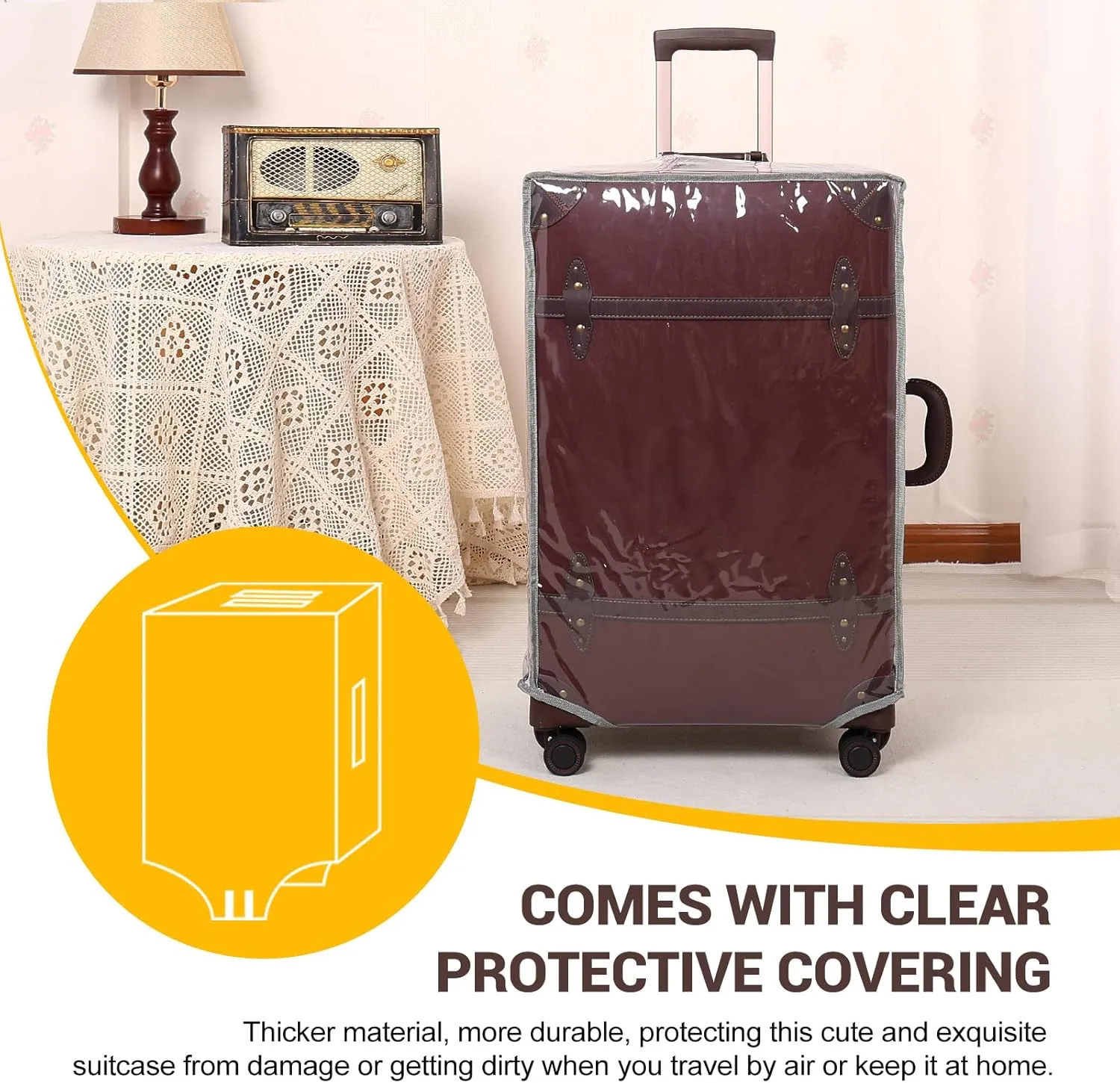 NZBZ Vintage Luggage Sets of 2, Vintage Suitcase Set for Women and Men, Cute Retro Luggage Sets Vintage Handmade Zipper Retro Trunk Luggage (Caramel Brown, 14inch & 28inch)