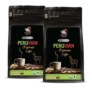 organic coffee beans medium roast - PERUVIAN COFFEE ORGANIC WHOLE BEANS, medium roast, arabica, low acidity - coffee from peru, 2 Bags (24 oz)