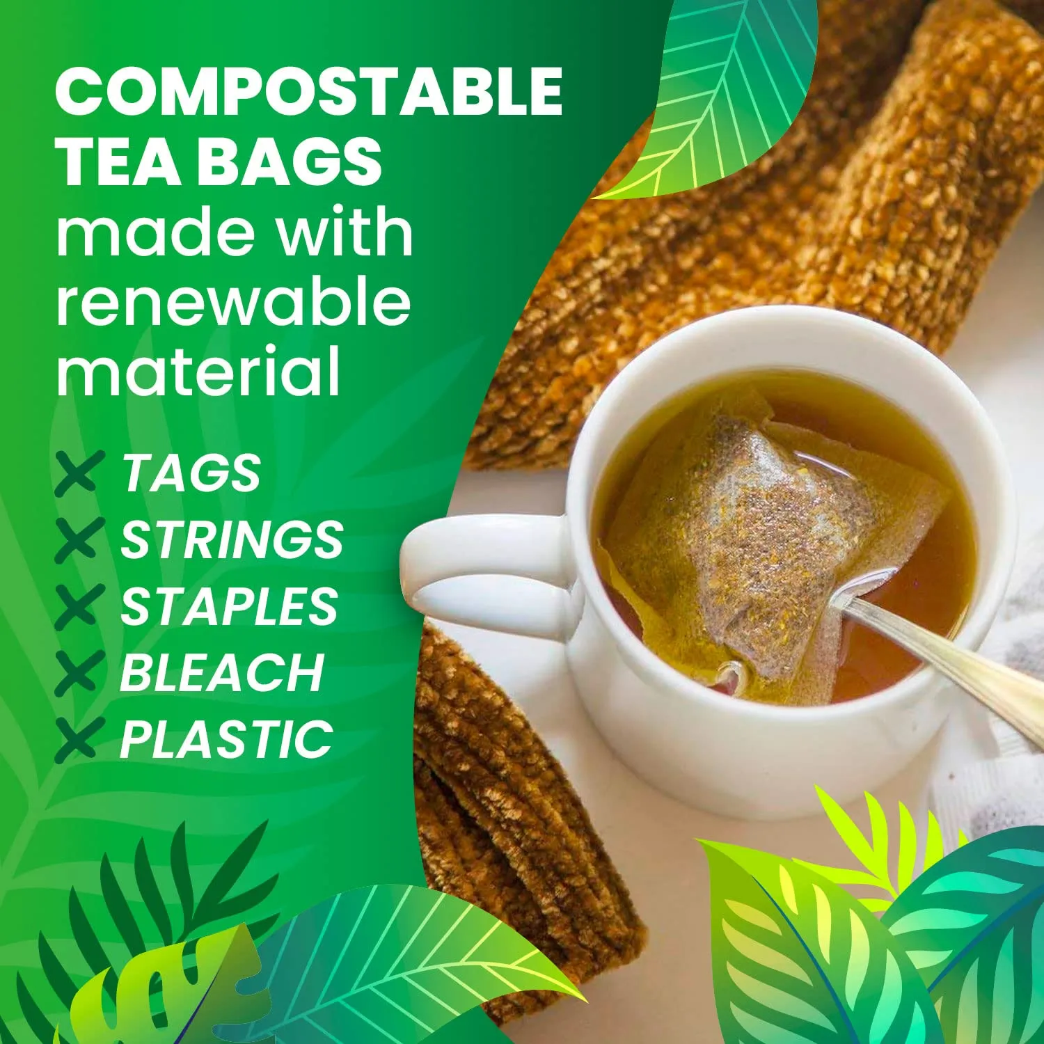 Organic Green Tea — 100 Tea Bags| Organic Tea From Single Origin | Eco-Friendly Tea Bags | Non-GMO Tea With Zero Sugar | Cederberg Tea Company