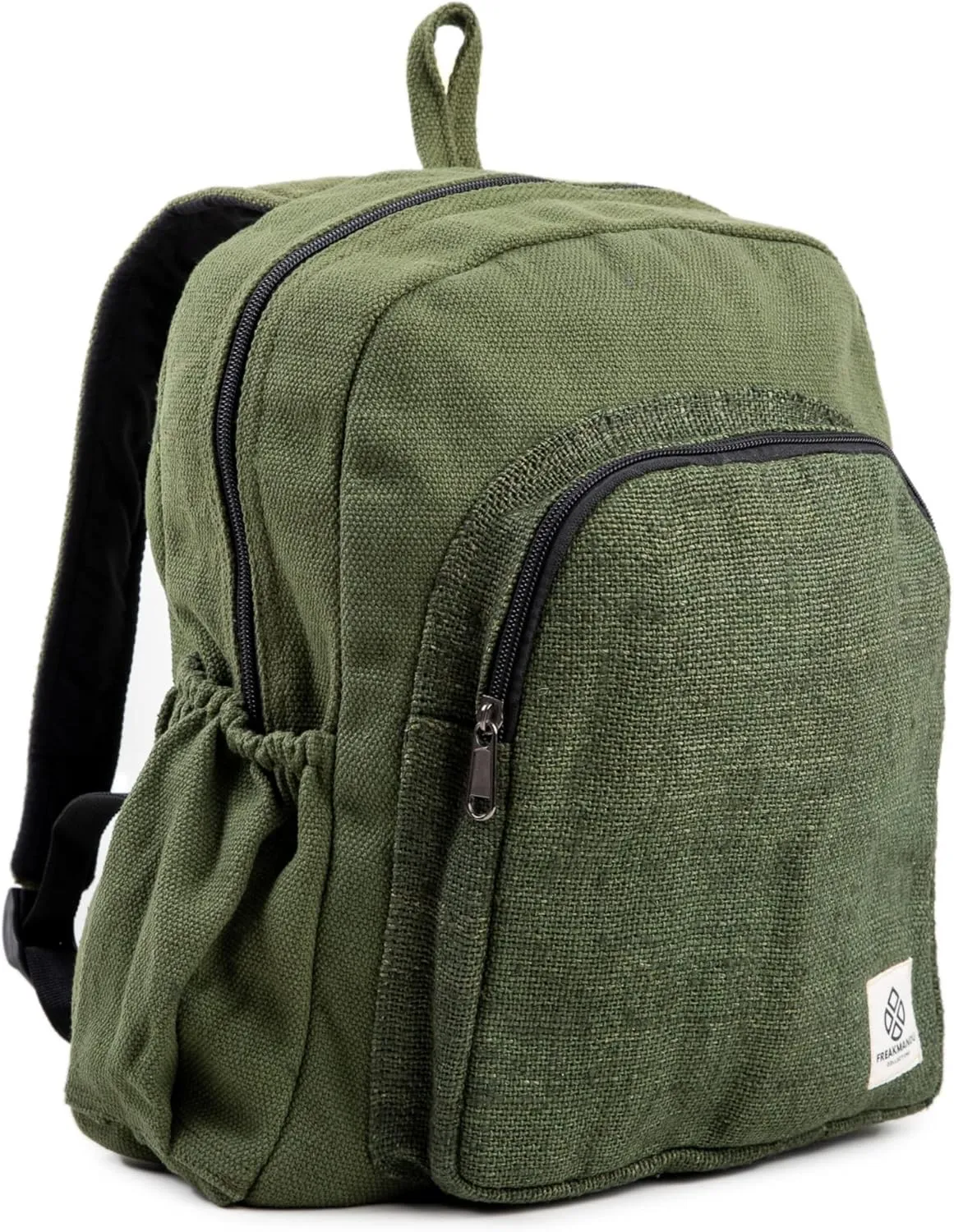 Organic Hemp Backpack Bag - Eco Friendly Durable Rustic Travel Hiking Friendly Lightweight Causal Bag by Freakmandu - Green