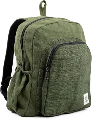 Organic Hemp Backpack Bag - Eco Friendly Durable Rustic Travel Hiking Friendly Lightweight Causal Bag by Freakmandu - Green
