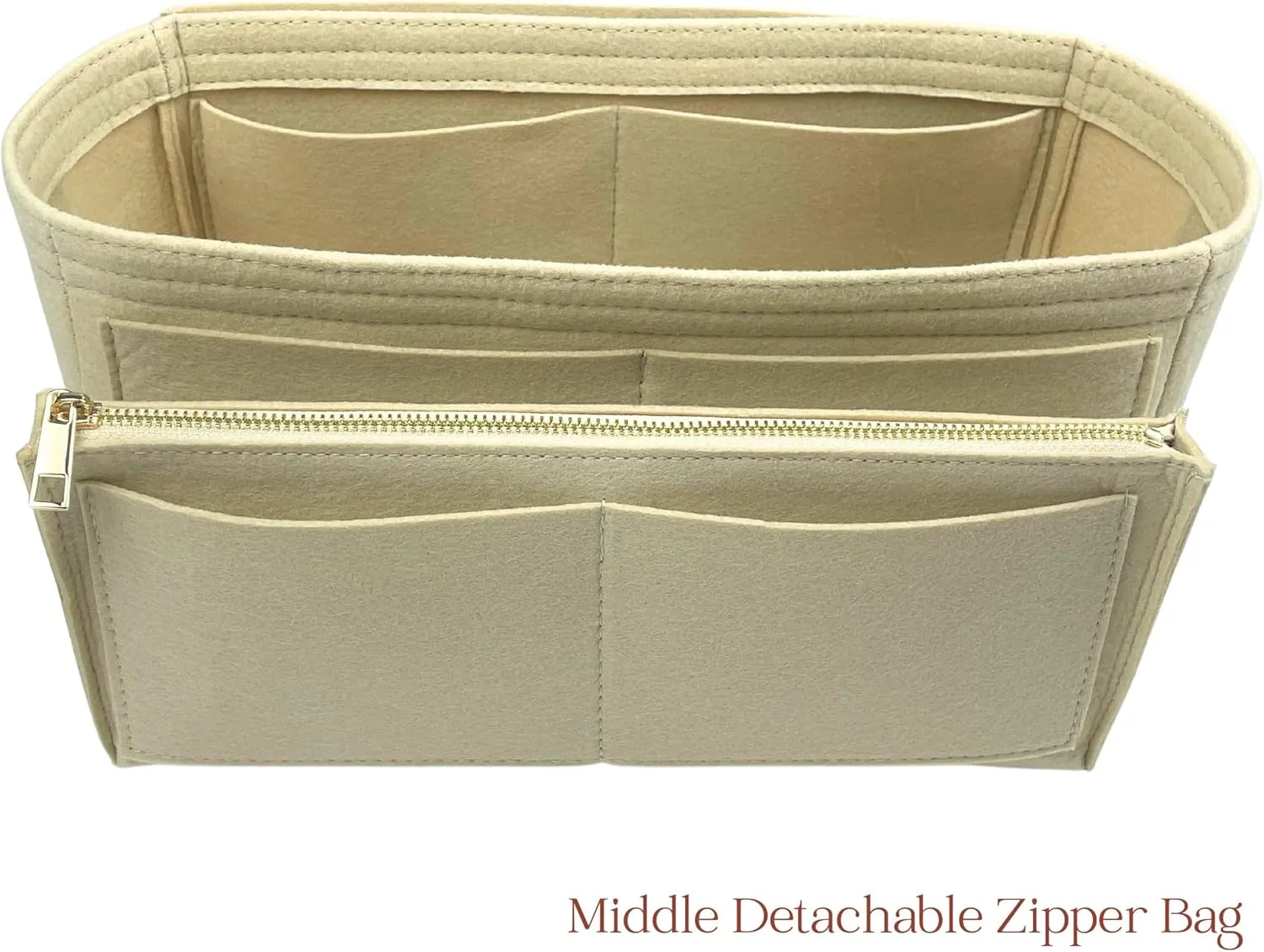 Organizer for Celine Luggage Bag, Nano/Micro/Mini, Felt Insert (Mini, GoldBrown)