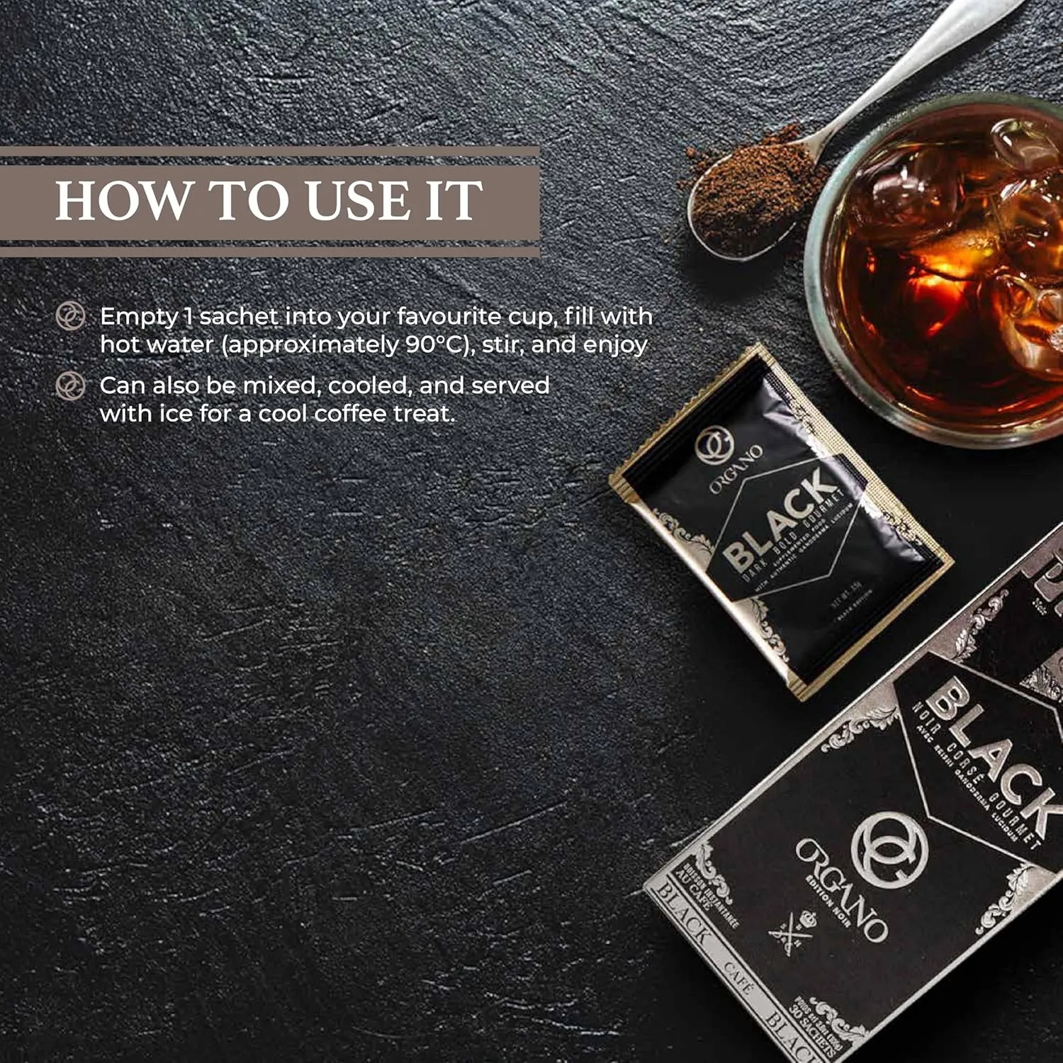 ORGANO 4 Boxes Gourmet Black Coffee, 100% Certified Ganoderma Lucidum (120 Sachets)