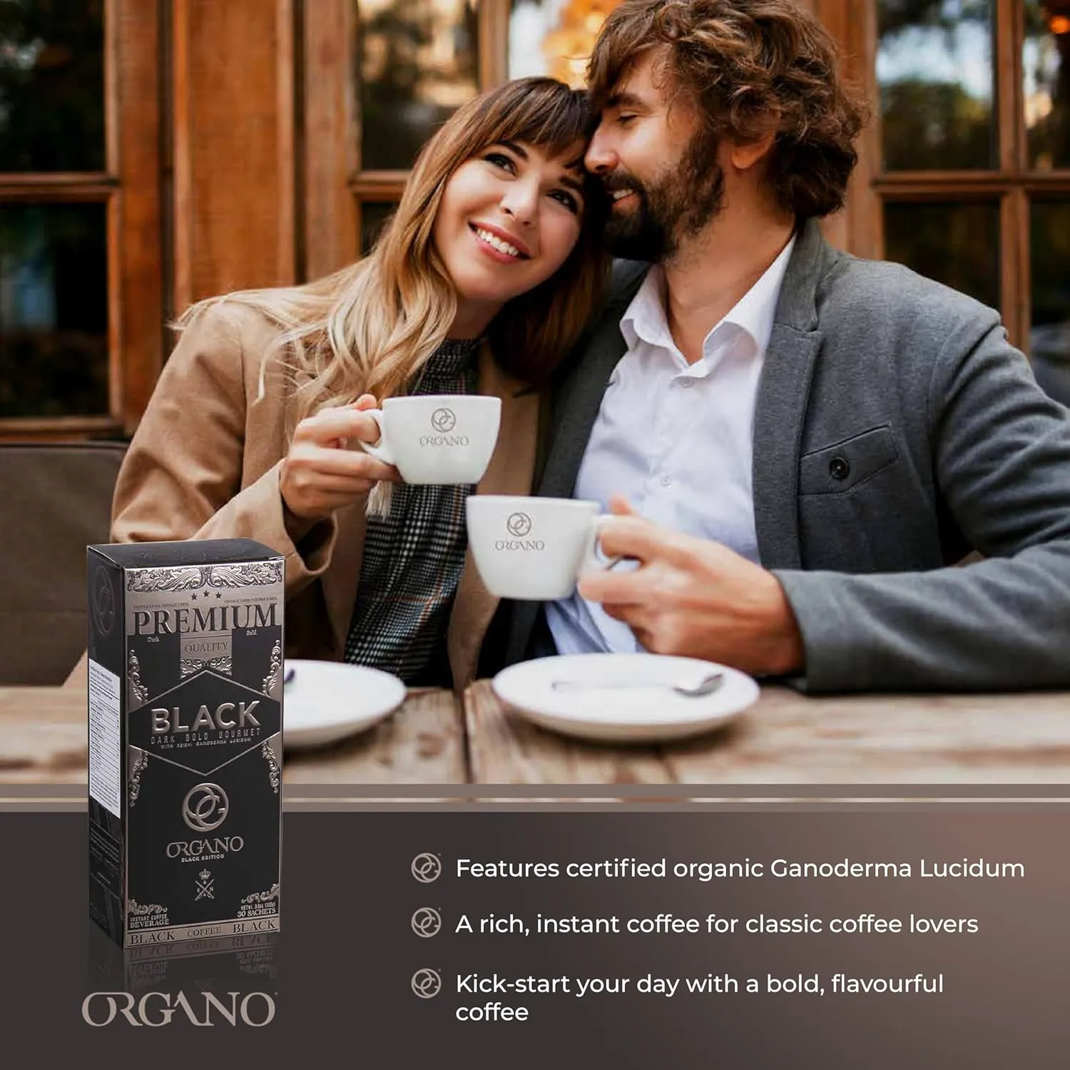 ORGANO 4 Boxes Gourmet Black Coffee, 100% Certified Ganoderma Lucidum (120 Sachets)