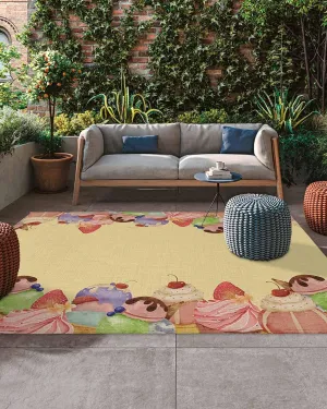 Outdoor Rug for Patio 4'x6' Ice Cream Cake Vintage Cotton and Linen Background Outdoor Area Rug Patio Mat Non-Slip Absorbent Camping Rugs Outside Carpet for Porch Deck Balcony RV Picnic