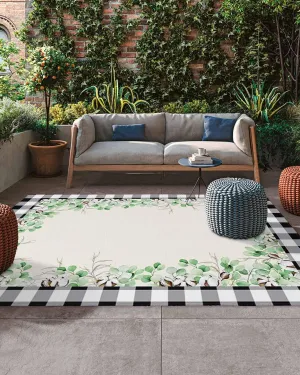 Outdoor Rug for Patio 4'x6' Summer Flower Cotton Watercolor Rustic Outdoor Area Rug Patio Mat Non-Slip Absorbent Camping Rugs Outside Carpet for Porch Deck Balcony RV Picnic