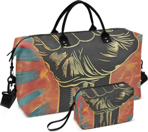 Overnight Travel Duffel Bag Weekender/Overnight Duffel Gym Sports Duffel Bags with Toiletry Bag for Travel Multifunctional Protest Fist Illustration