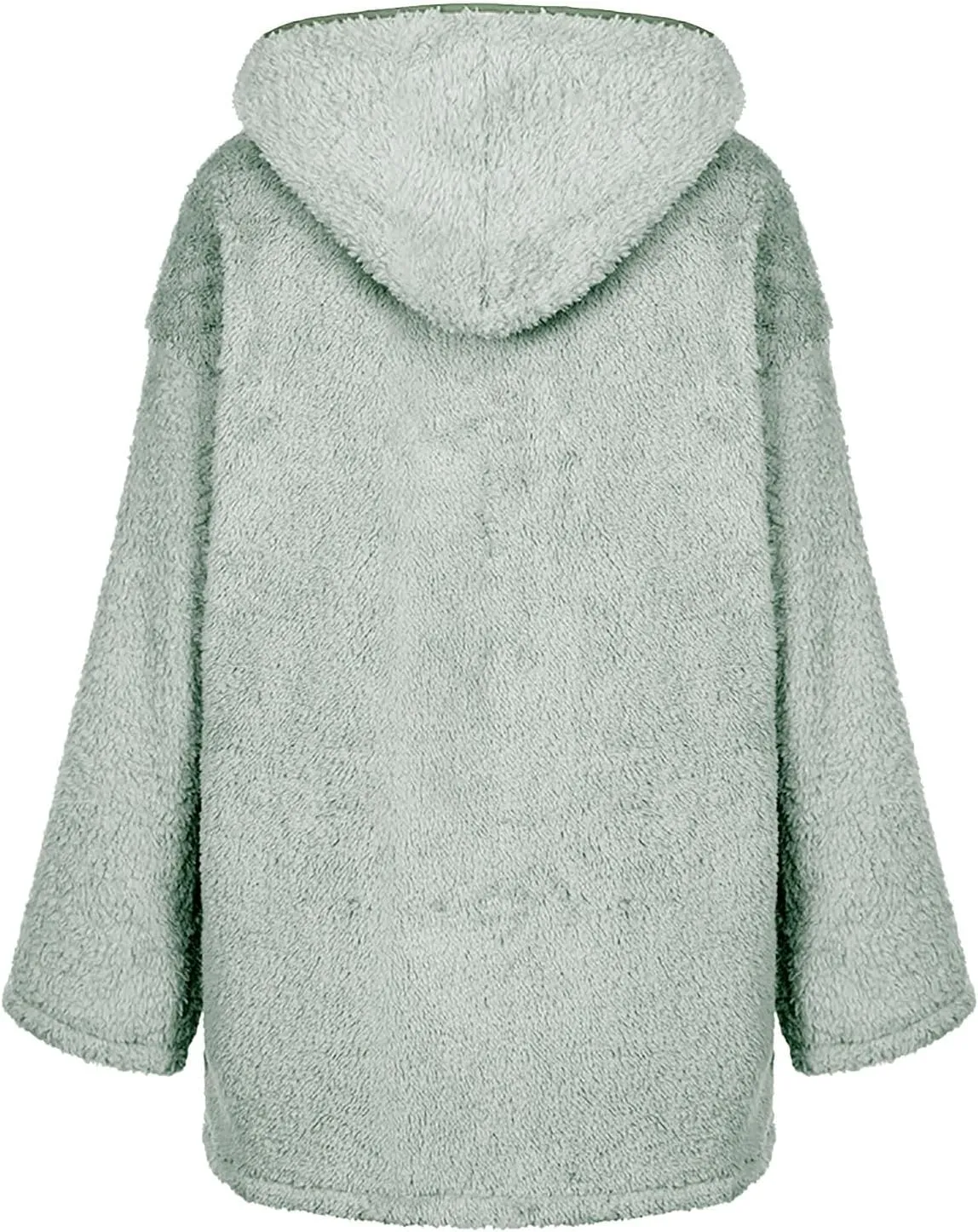 Oversized Sherpa Jacket for Women Winter Fleece Fuzzy Hooded Zip Up Jacket Casual Plus Size Solid Color Sweater Coat
