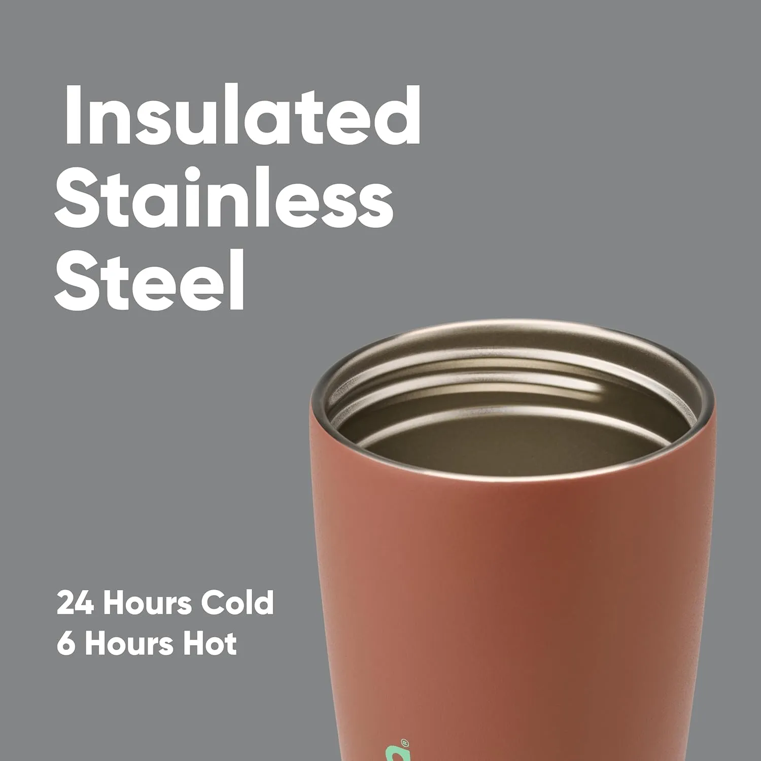 Owala SmoothSip Slider Insulated Stainless Steel Coffee Tumbler, Reusable Iced Coffee Cup, Hot Coffee Travel Mug, BPA Free 12 oz, Grey/Brown (Cozy Cocoa)