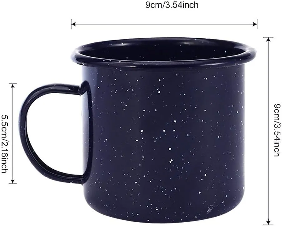 Pack of 2 Outdoor Camping Mugs-Coffee Mug 15 Oz-Enamel Travel Mug Cup,Tea Camp Enamel Cup Set for Drinks Home Office Use/Fishing/Picnics,Outdoor Mountaineering Enthusiasts (Dark Blue, 2)