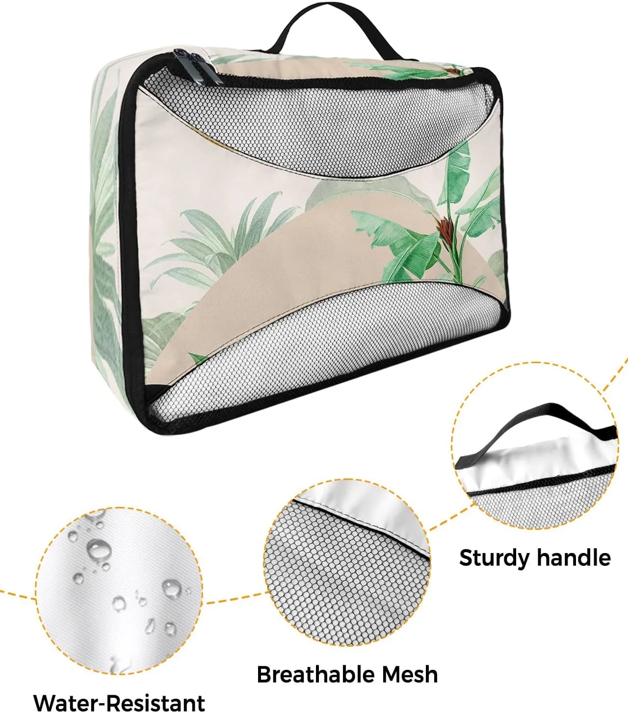 Packing Cubes for Travel, 4 Set Travel Packing Organized Cubes Boho Abstract Sun Mountain Plant Bohemian Waterproof Luggage Organizer with Laundry Bag Travel Accessories for Carry On Suitcases