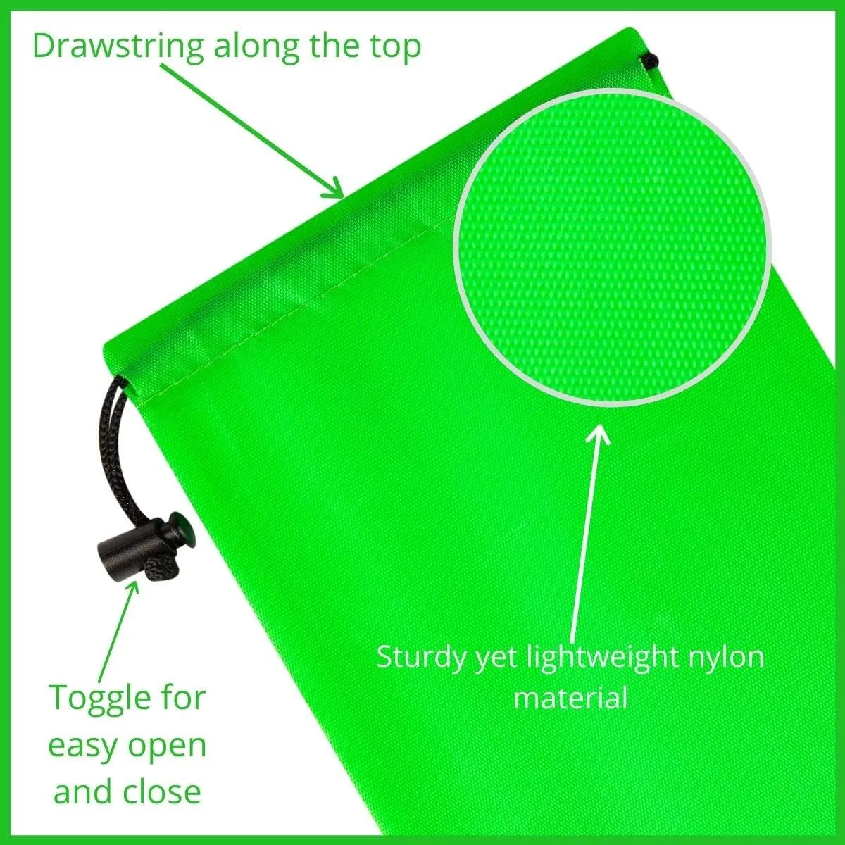 PALTERWEAR Drawstring Bag - Nylon Cinch and Ditty Stuff Pouch with Toggle (5 x 7-12 pack, Green)