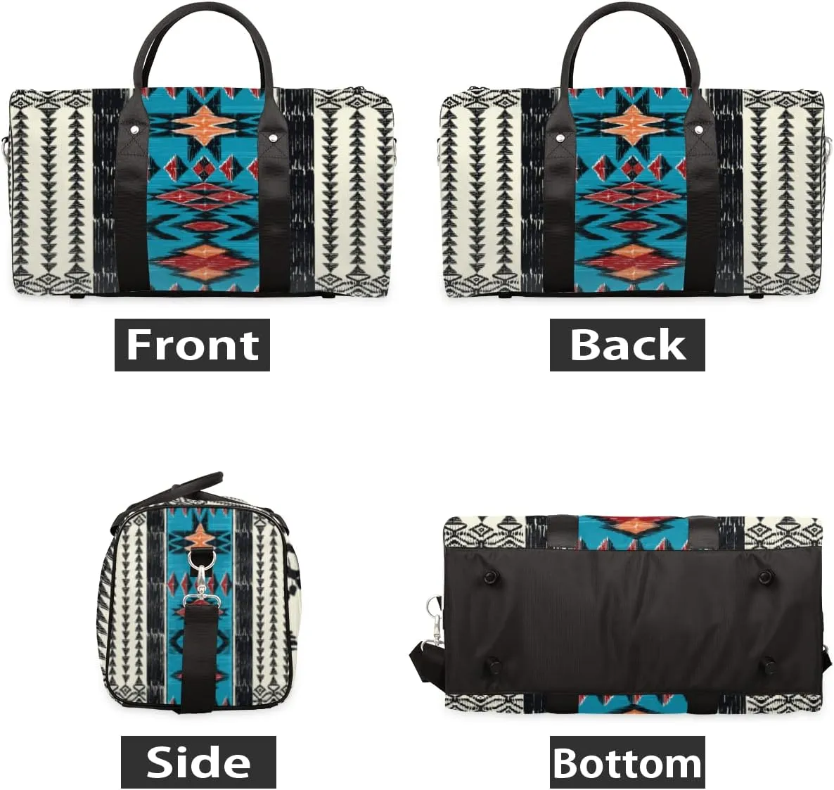 Pardick Aztec Boho Travel Duffel Bag, Sports Tote Gym Bag Weekender Bag Workout Bag Carry on Luggage Handle Bag Overnight Shoulder Bag for Women Men