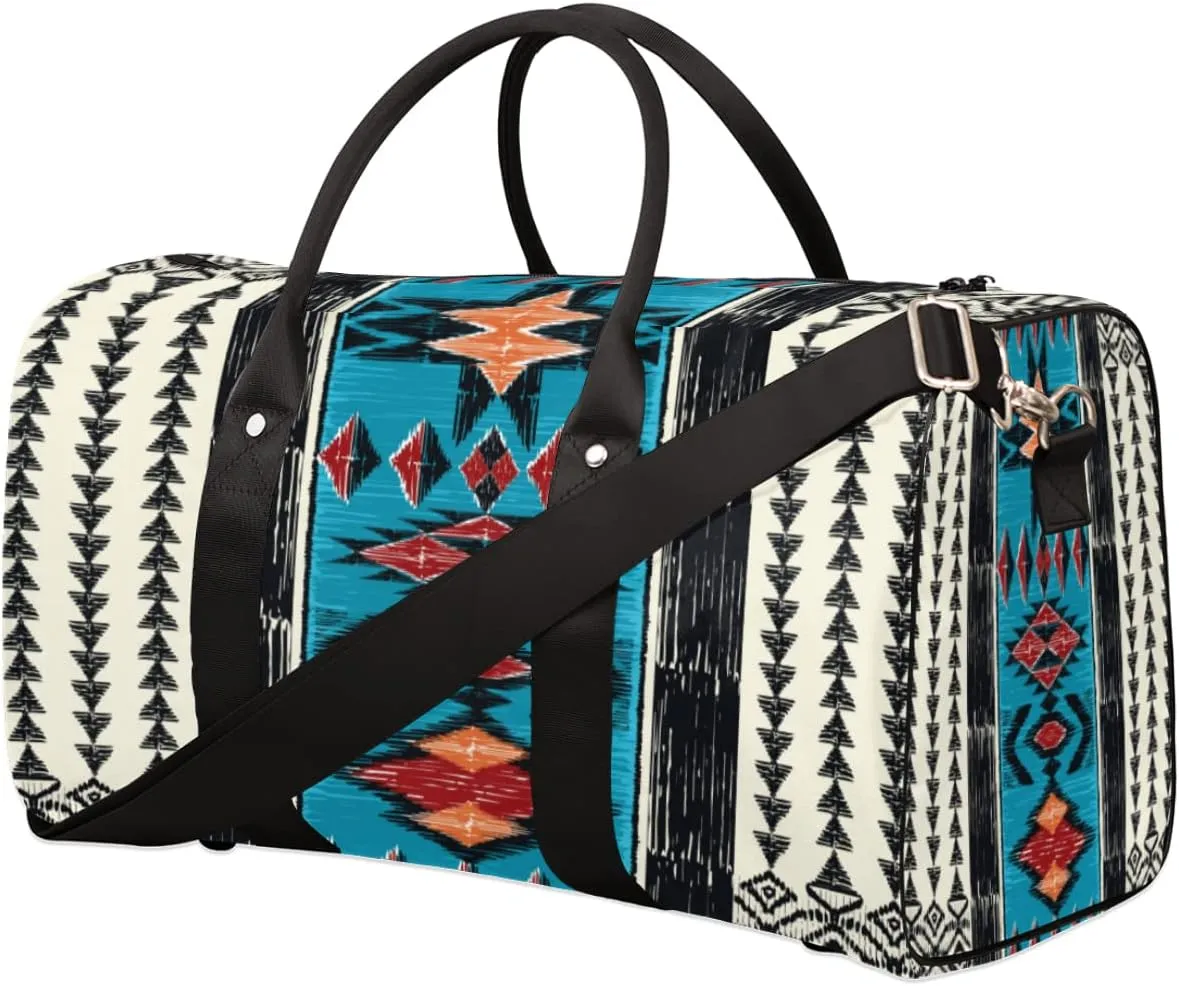 Pardick Aztec Boho Travel Duffel Bag, Sports Tote Gym Bag Weekender Bag Workout Bag Carry on Luggage Handle Bag Overnight Shoulder Bag for Women Men