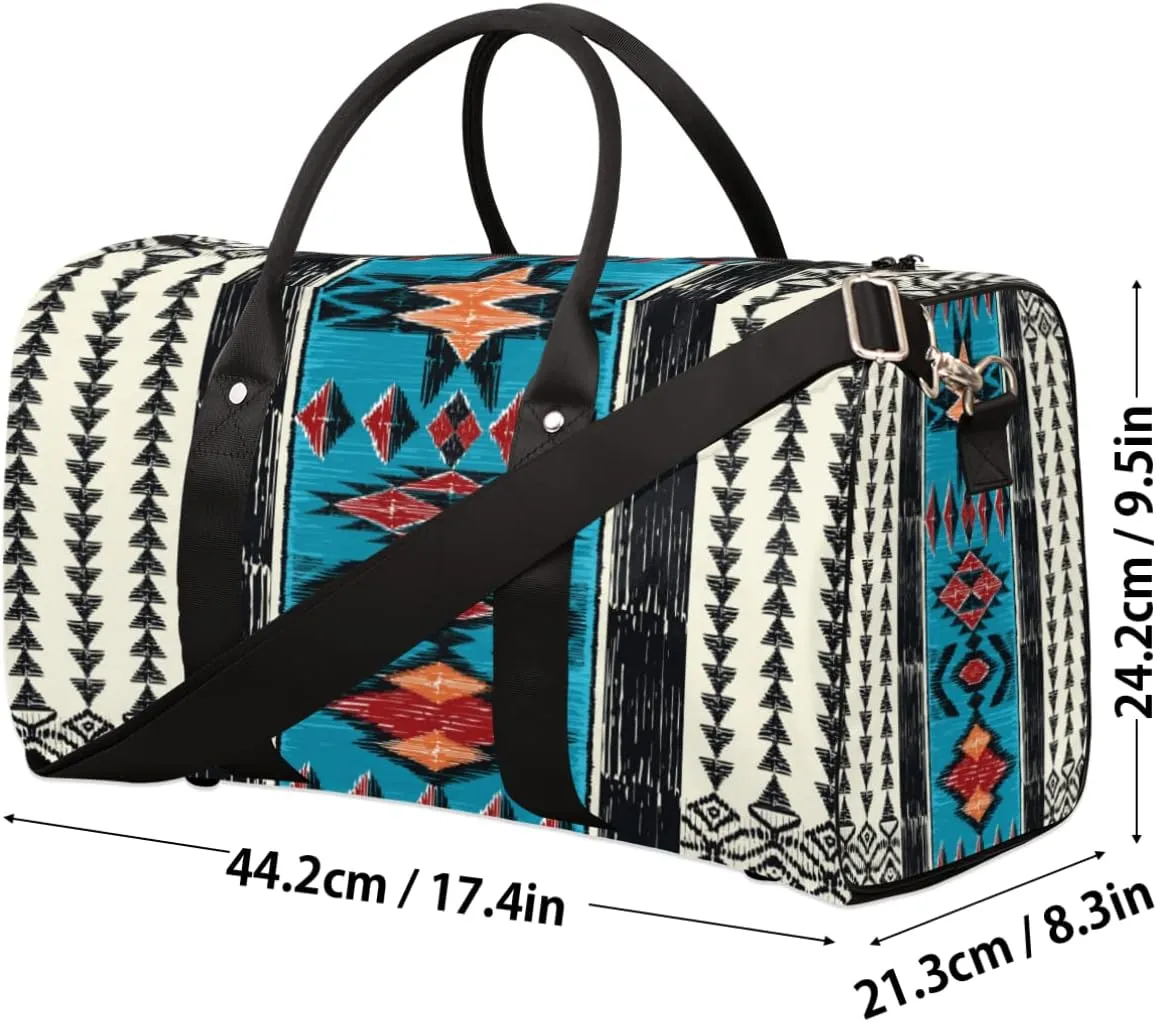 Pardick Aztec Boho Travel Duffel Bag, Sports Tote Gym Bag Weekender Bag Workout Bag Carry on Luggage Handle Bag Overnight Shoulder Bag for Women Men