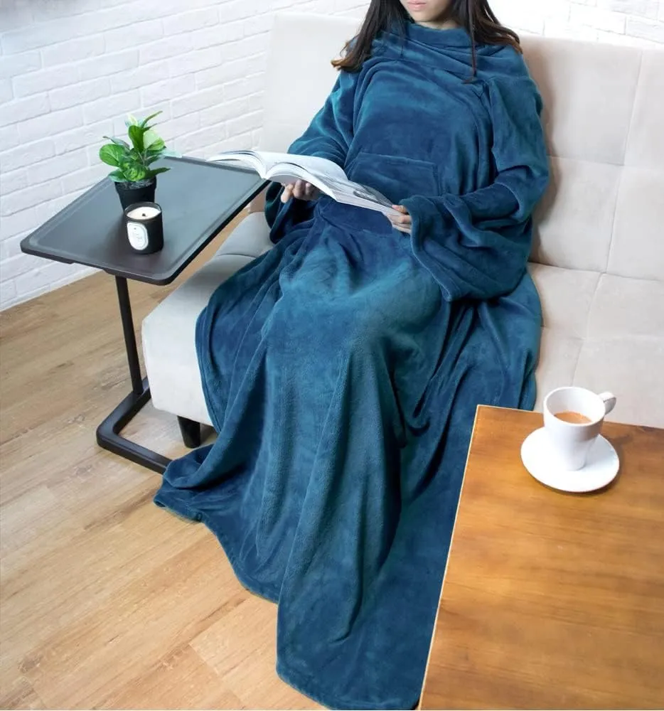 PAVILIA Blanket with Sleeves for Adult Women Men, Soft Warm Wearable Blanket Fleece Wrap Throw, Robe Blanket Gift