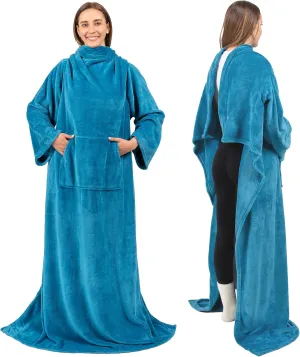 PAVILIA Blanket with Sleeves for Adult Women Men, Soft Warm Wearable Blanket Fleece Wrap Throw, Robe Blanket Gift