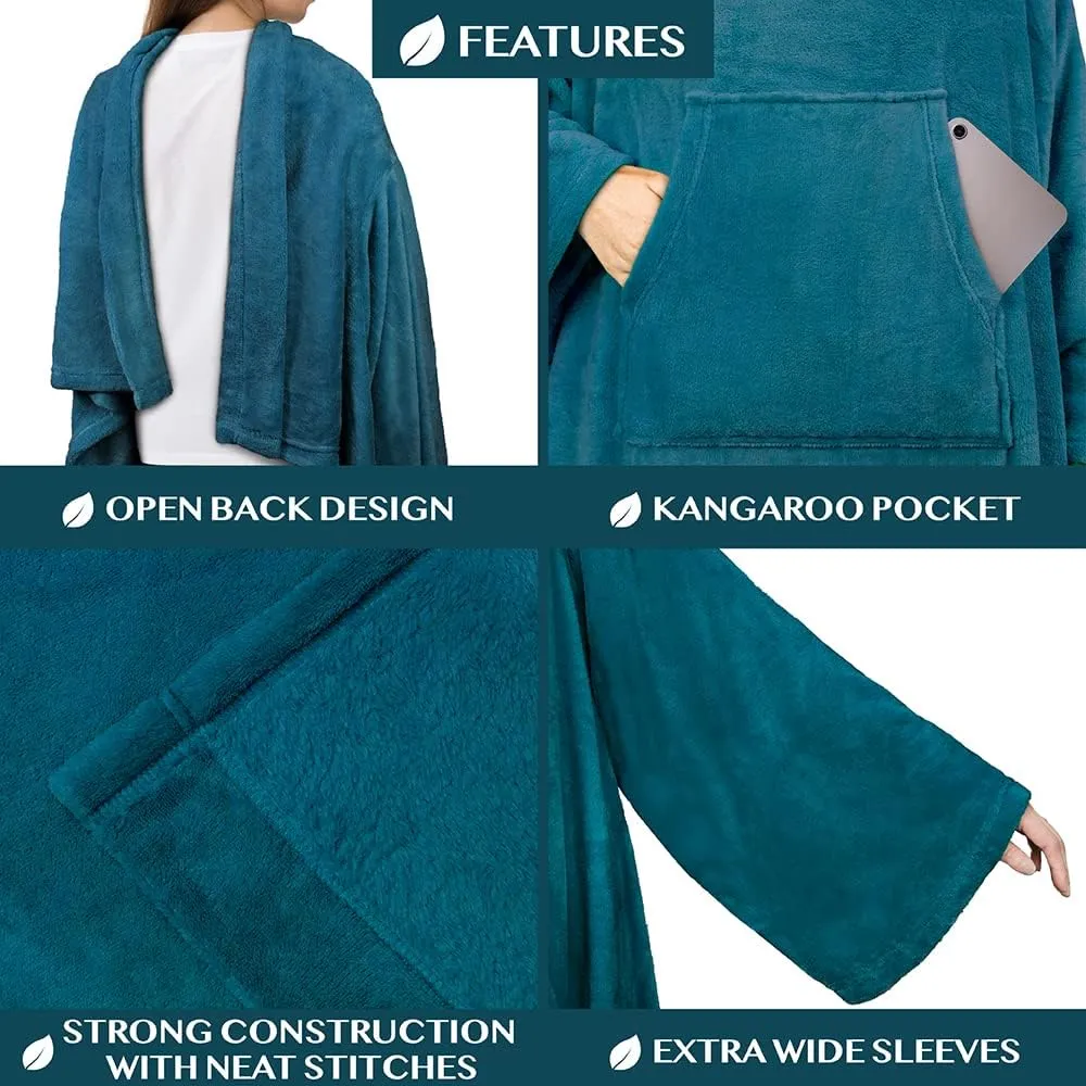 PAVILIA Blanket with Sleeves for Adult Women Men, Soft Warm Wearable Blanket Fleece Wrap Throw, Robe Blanket Gift