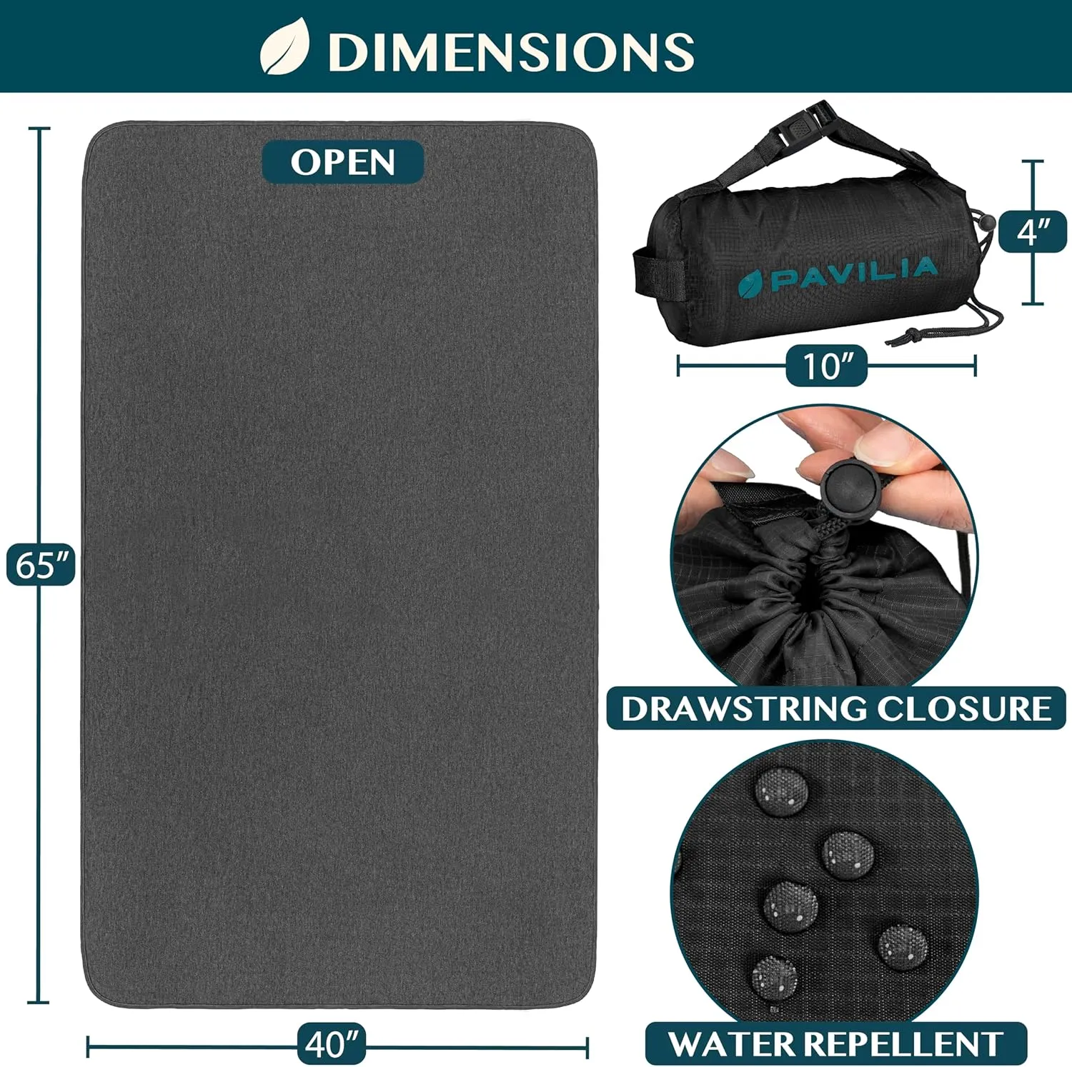 PAVILIA Travel Blanket Airplane Compact with Bag, Soft Packable Plane Blanket Kids Adults, Portable Camping Flight Essentials, Travelers Gifts Accessories, Luggage Backpack Strap, 65x40 Black