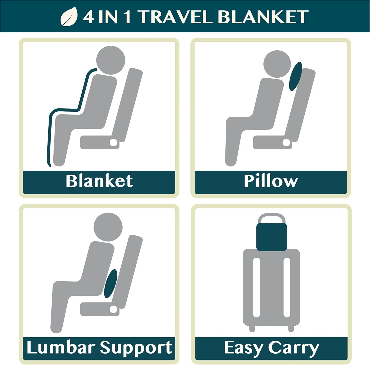 PAVILIA Travel Blanket Pillow, Soft Airplane Blanket 2-IN-1 Combo Set, Plane Blanket Compact Packable, Flight Essentials Car Pillow, Travelers Gifts Accessories Luggage Backpack Strap, 60x43 Navy Blue