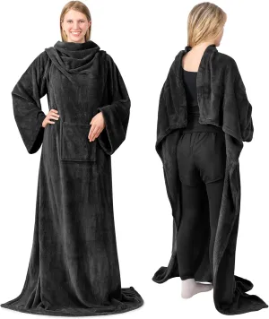 PAVILIA Wearable Blanket with Sleeves for Adult Women Men, Cozy Fleece Warm Wrap Throw with Arms, Gifts for Christmas, Wife