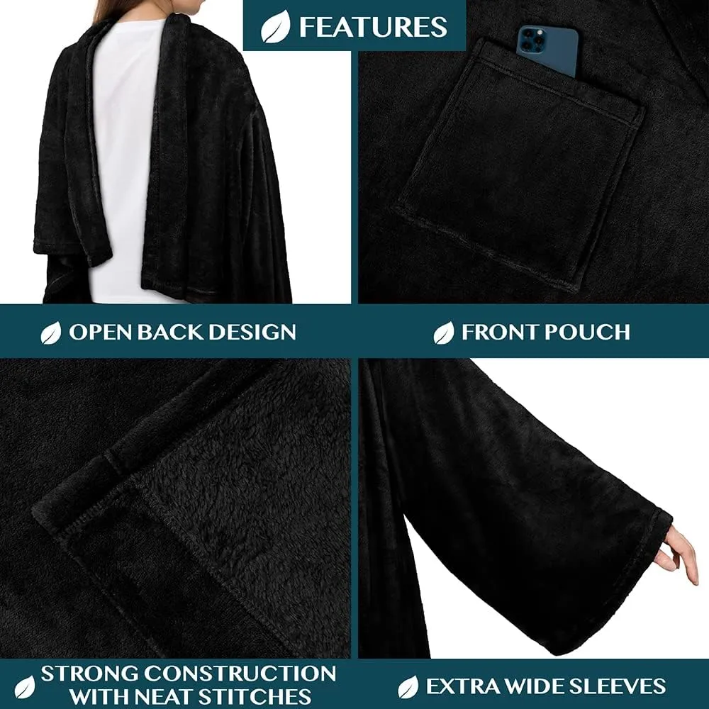 PAVILIA Wearable Blanket with Sleeves for Adult Women Men, Cozy Fleece Warm Wrap Throw with Arms, Gifts for Christmas, Wife