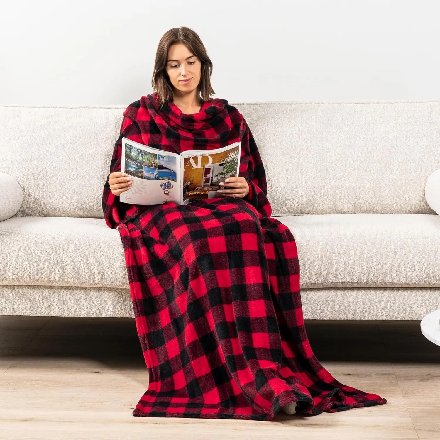PAVILIA Wearable Blanket with Sleeves for Adult Women Men, Cozy Fleece Warm Wrap Throw with Arms, Gifts for Christmas, Wife