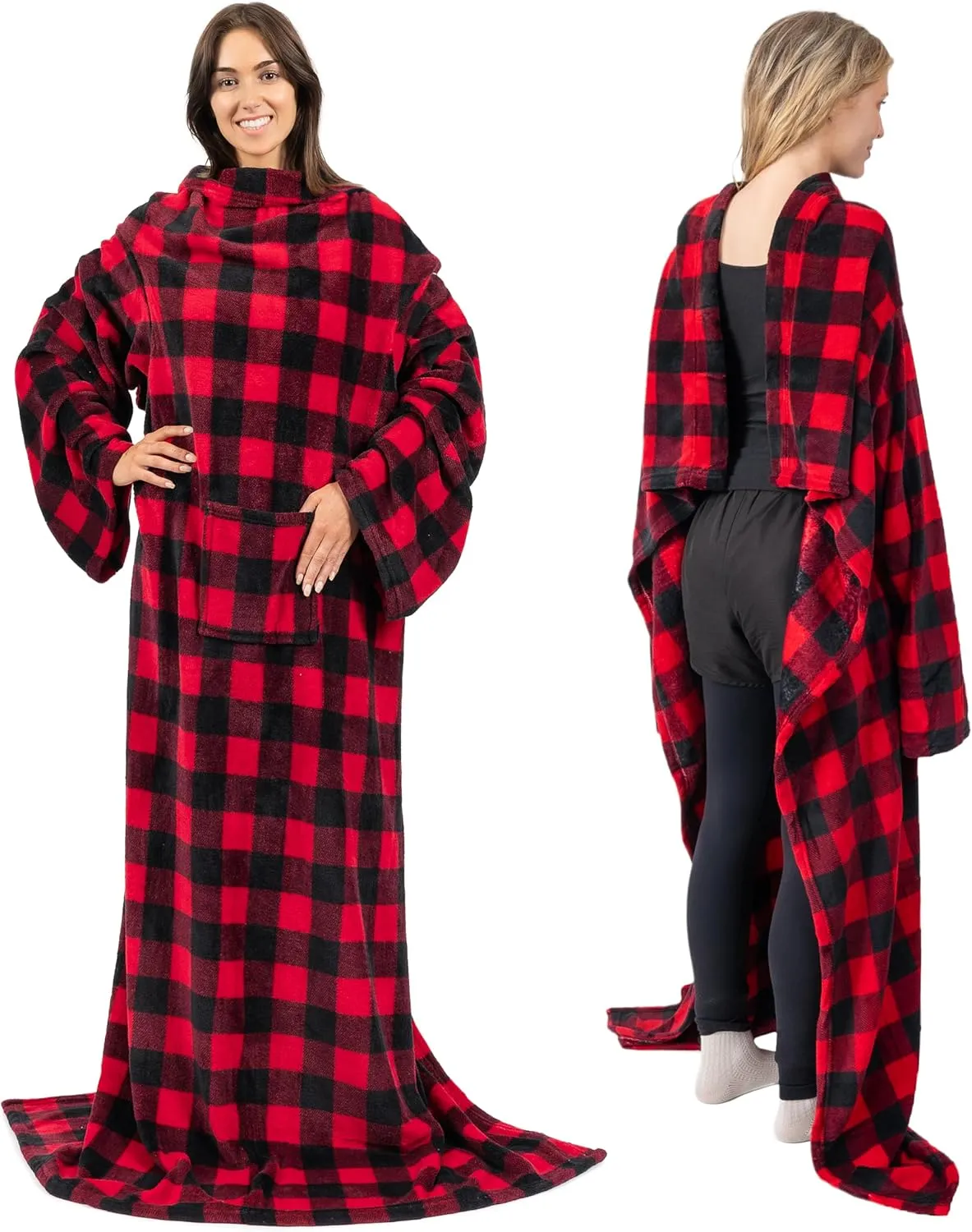 PAVILIA Wearable Blanket with Sleeves for Adult Women Men, Cozy Fleece Warm Wrap Throw with Arms, Gifts for Christmas, Wife