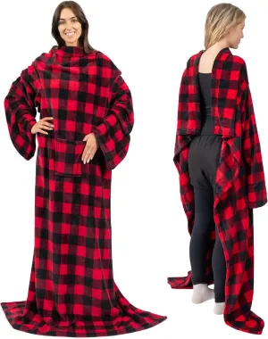 PAVILIA Wearable Blanket with Sleeves for Adult Women Men, Cozy Fleece Warm Wrap Throw with Arms, Gifts for Christmas, Wife