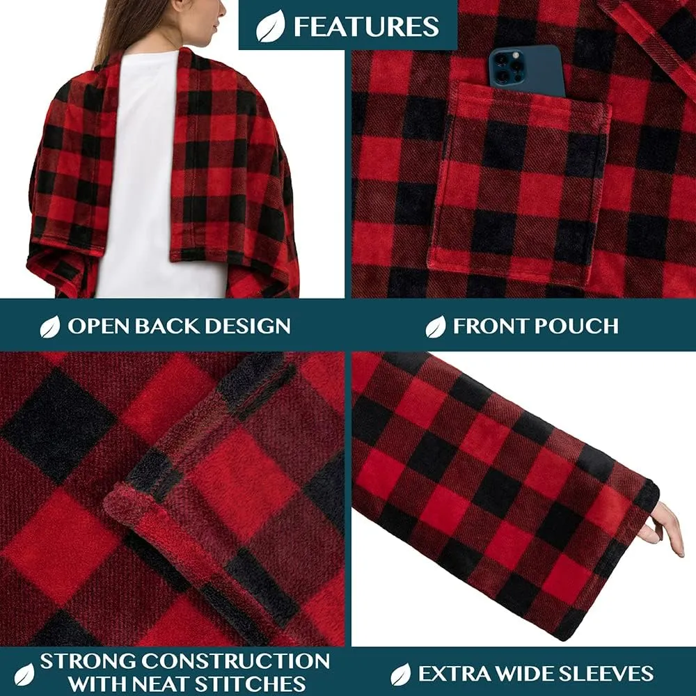 PAVILIA Wearable Blanket with Sleeves for Adult Women Men, Cozy Fleece Warm Wrap Throw with Arms, Gifts for Christmas, Wife