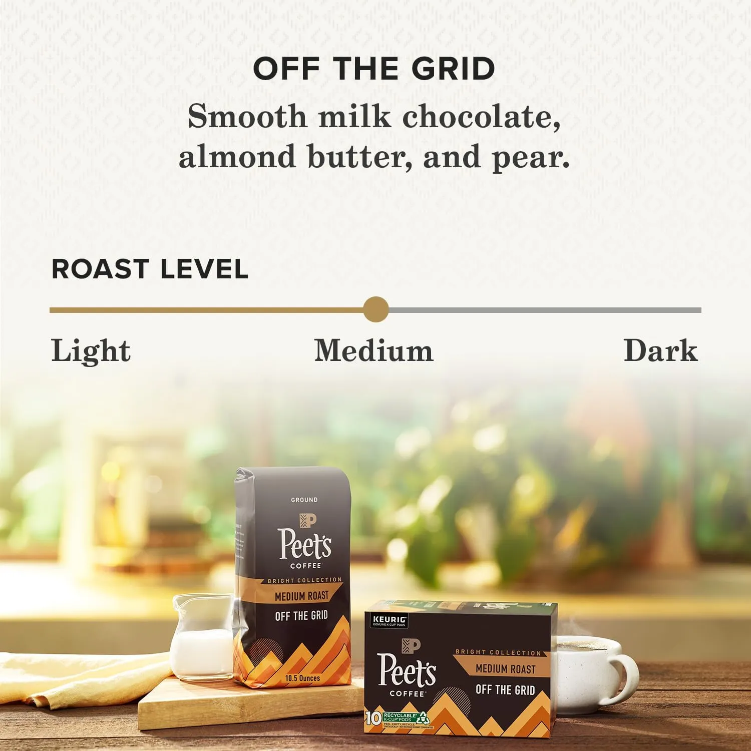 Peet's Coffee, Medium Roast Ground Coffee - Off The Grid 31.5 Ounces (3 Bags of 10.5 Ounces)
