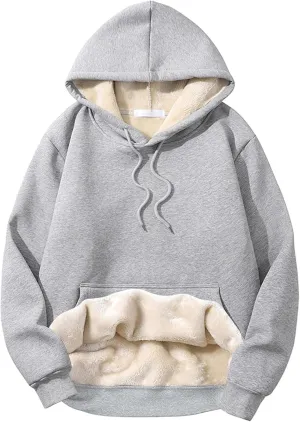 PEHMEA Men's Winter Casual Warm Fleece Hoodie Pullover Sherpa Lined Hooded Sweatshirt with Pocket
