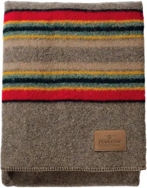 Pendleton Yakima Camp Blanket Twin 66" x 84" - Wool Cotton, Lightweight, Large, Dry Clean, Soft and Durable Throw for Home, Travel, RV, Picnic - Mineral Umber