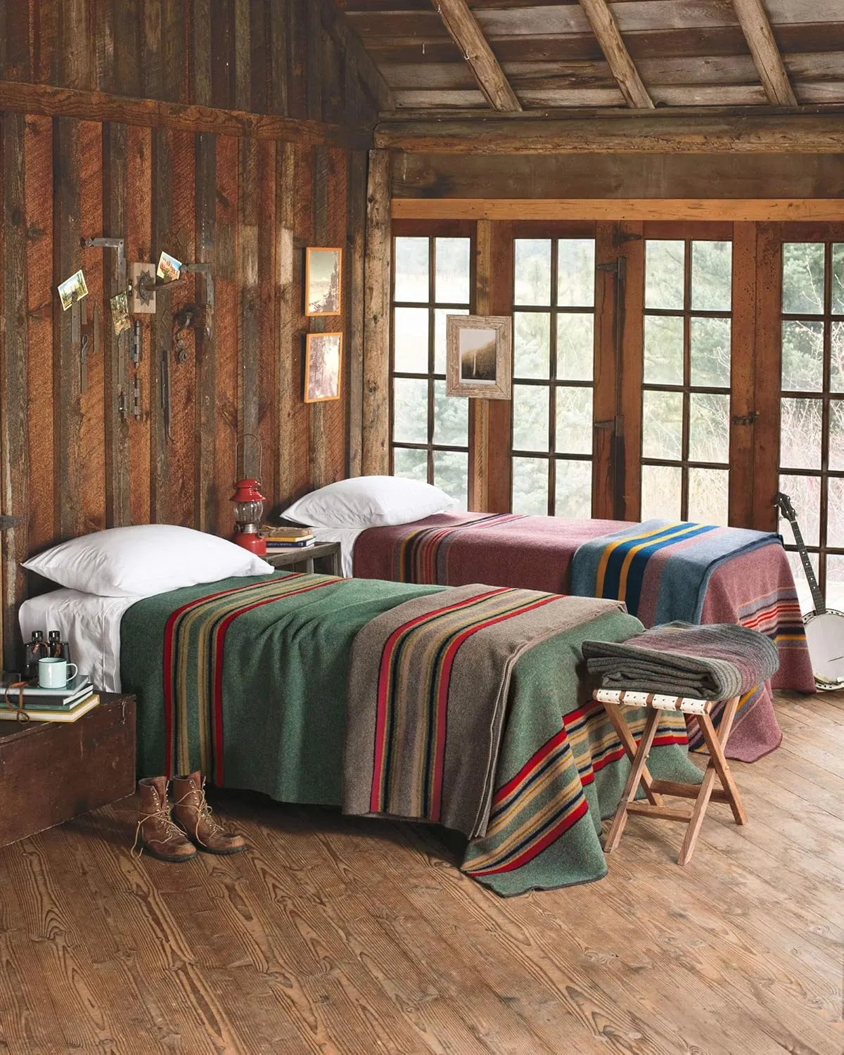 Pendleton Yakima Camp Blanket Twin 66" x 84" - Wool Cotton, Lightweight, Large, Dry Clean, Soft and Durable Throw for Home, Travel, RV, Picnic - Mineral Umber