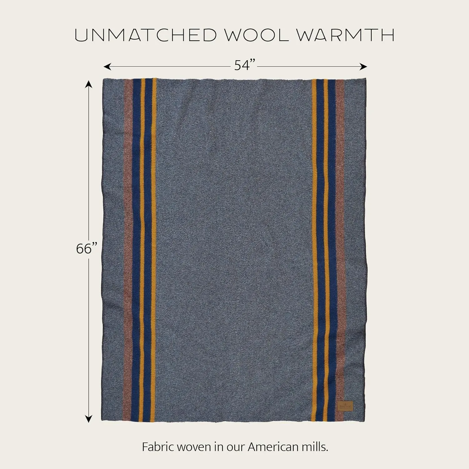 Pendleton Yakima Throw 54" x 66" - Wool Cotton, Lightweight, Soft and Durable Wool Throw for Home and Travel - Mineral Umber
