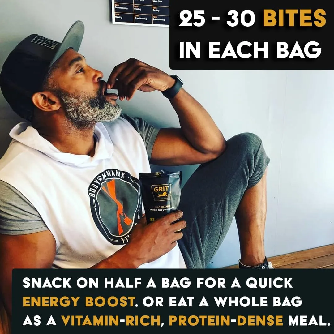 Performance Bites | 23g Protein | Pre-Workout, Caffeine, 20  Vitamins & Minerals | Muscle and Endurance | Gluten Free | Plant Based Energy Snack for Athletes and BodyBuilders (60g, 10 Bags)