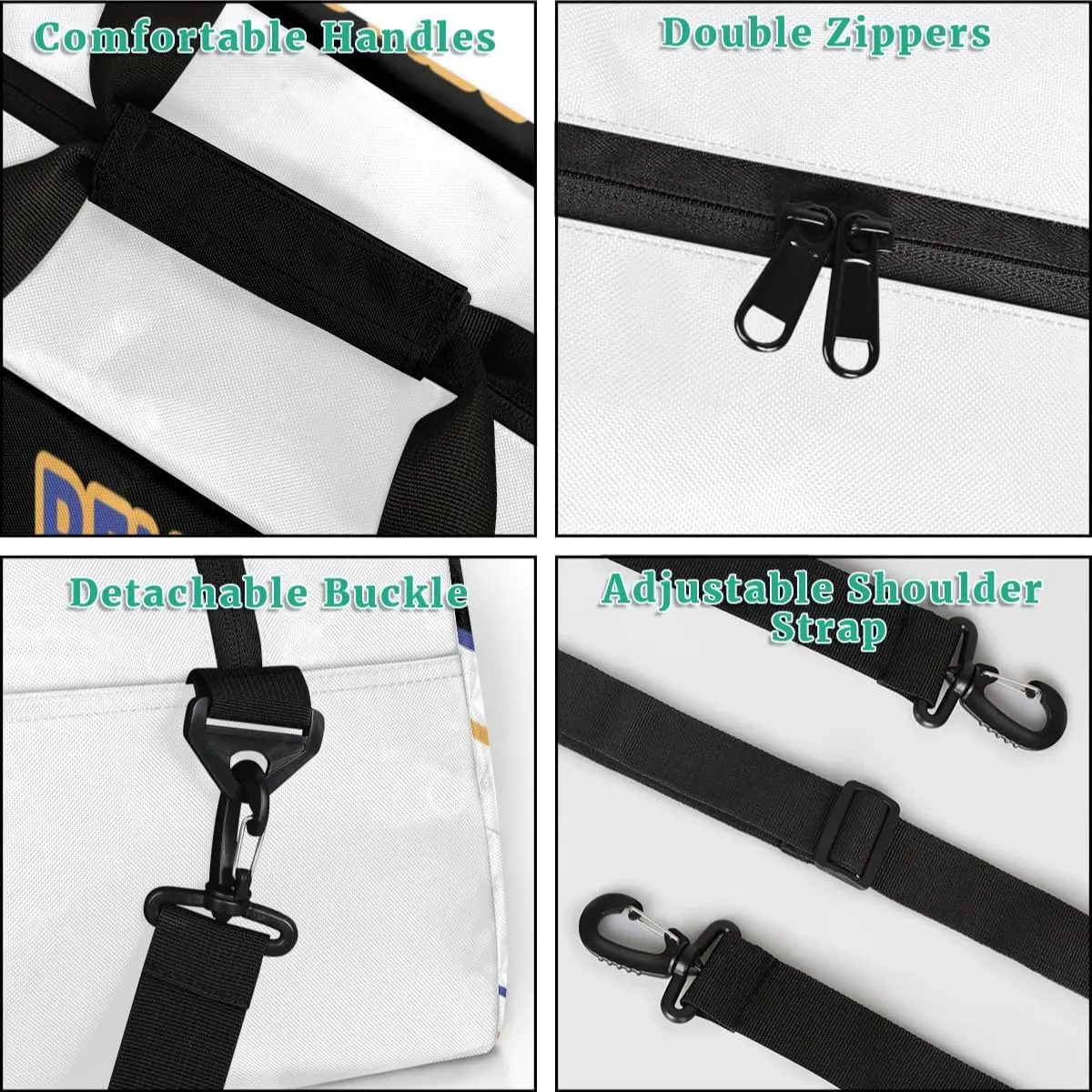 Personalized Cheer Bag Sport Duffel Bag for Girl, Custom Kids Gym Bag, Customize Travel Duffle Bag with Name, Overnight Weekender Bags,Blue and Yellow Lines, Cheerleading Gifts（Black）