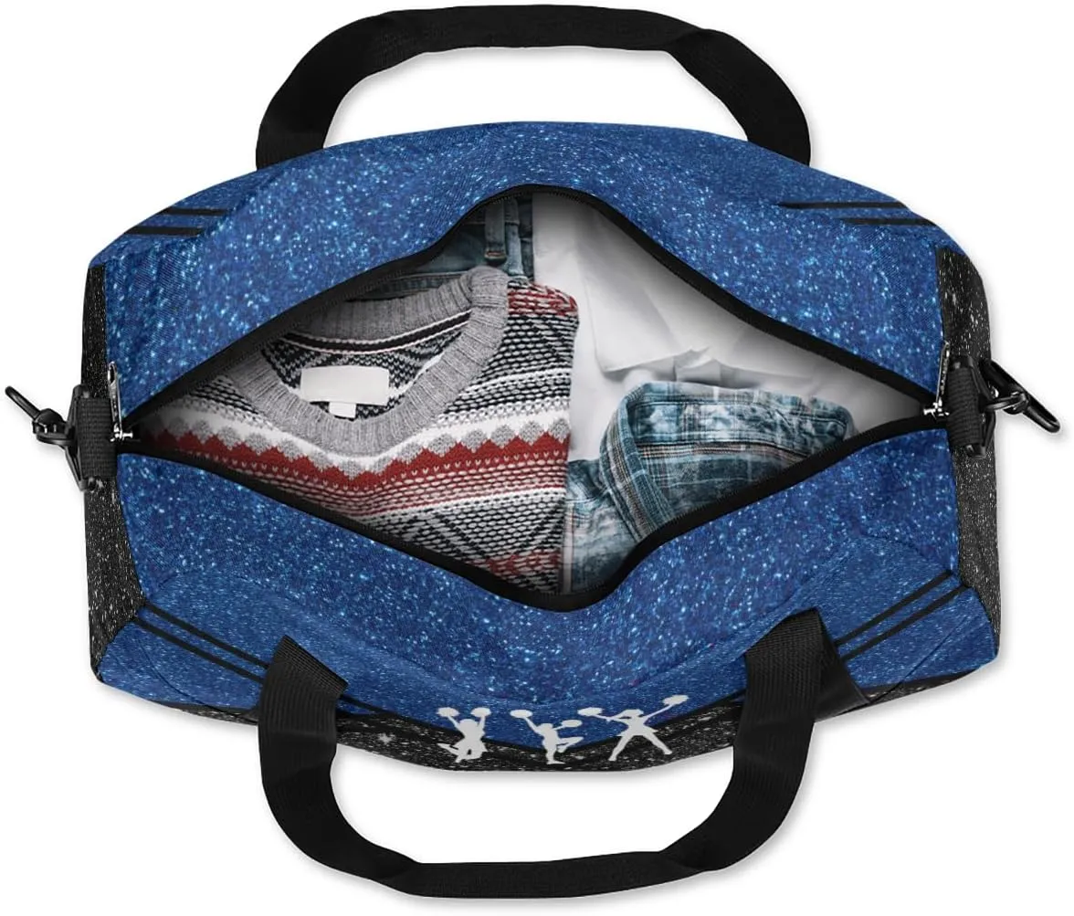 Personalized Dance Bag Cheer Bag for Girls, Personalized Custom Kids Duffle Bags, Customized Sports Gym Bag Weekender Overnight Bag Travel Duffel Bag for Kids, Cheer Dance Dark Blue Black Glitter