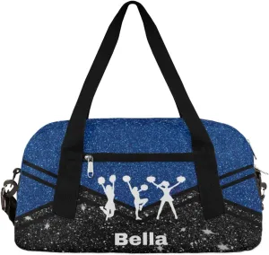 Personalized Dance Bag Cheer Bag for Girls, Personalized Custom Kids Duffle Bags, Customized Sports Gym Bag Weekender Overnight Bag Travel Duffel Bag for Kids, Cheer Dance Dark Blue Black Glitter